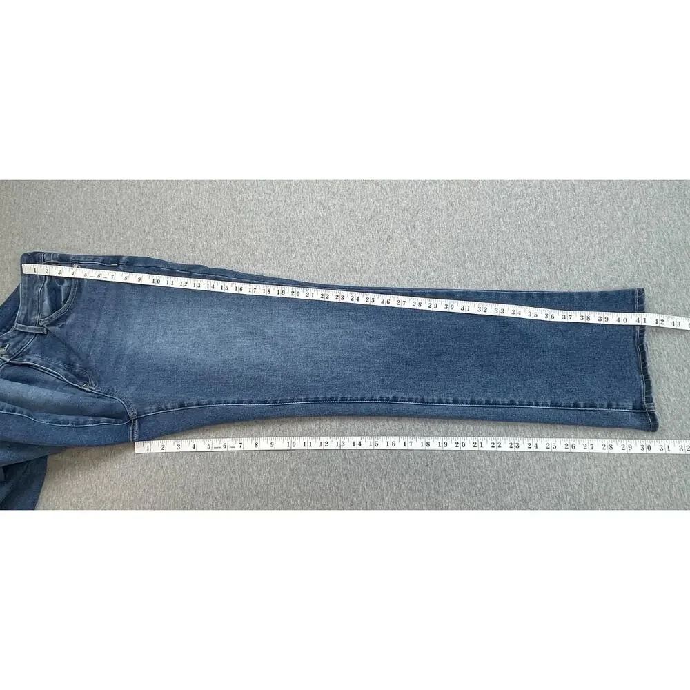NYDJ Jeans Women 12 Blue Denim Cotton Blend Stretch Marilyn‎ Straight